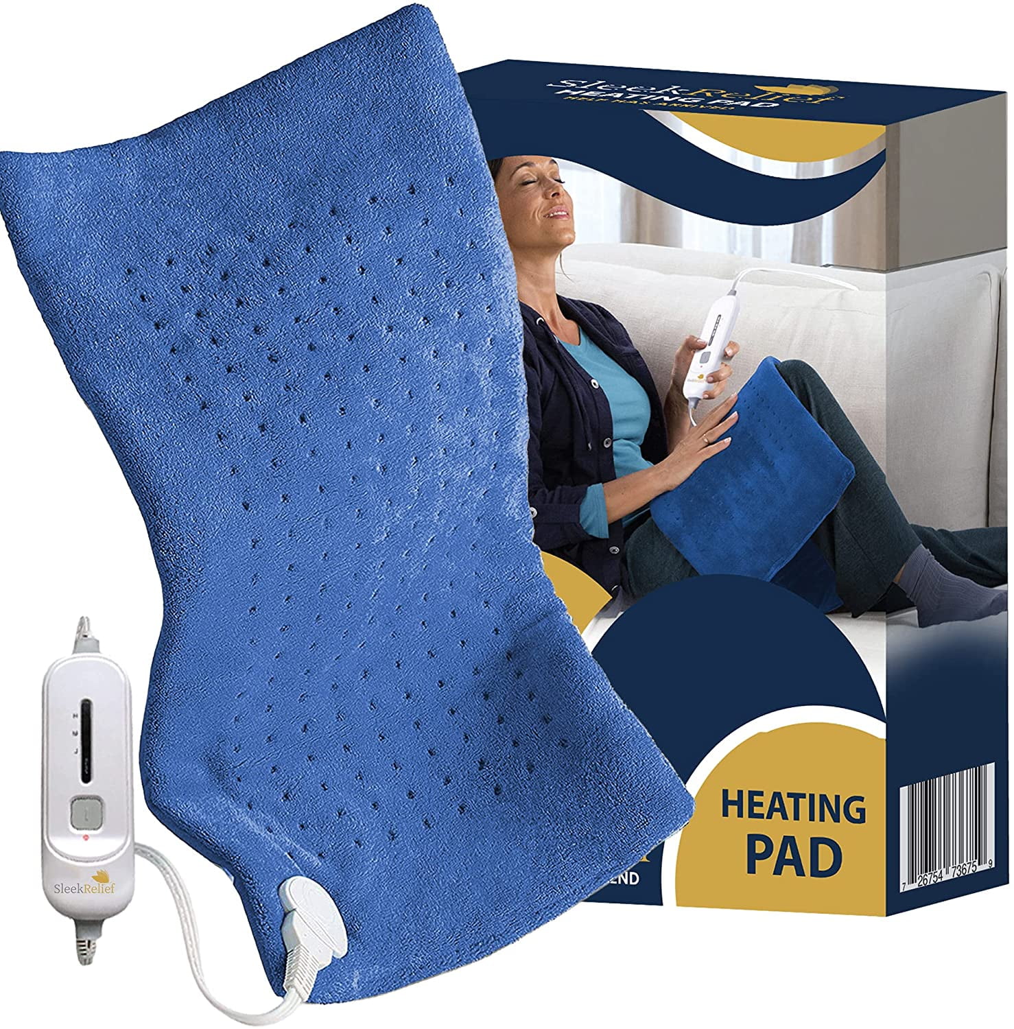 Sleek Relief FastHeating Auto Shut off Electric Heating Pad for Back