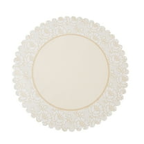 Fun Express Shabby Chic Lace Placemats, Bulk Set of 50, Disposable Paper, Vintage Party Supplies, Ivory/Nude
