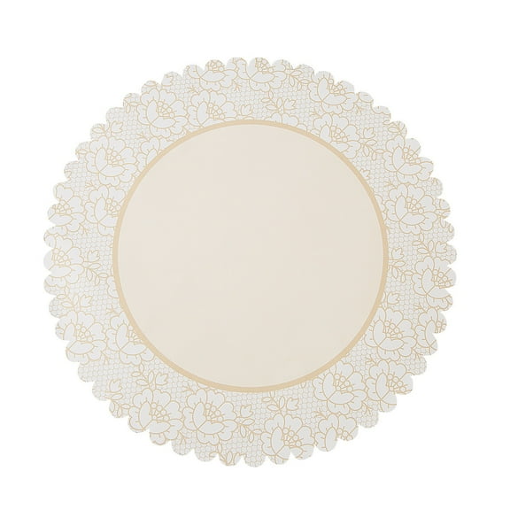 Fun Express Shabby Chic Lace Placemats, Bulk Set of 50, Disposable Paper, Vintage Party Supplies, Ivory/Nude
