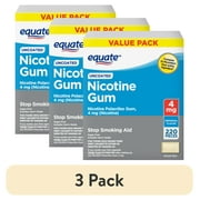 (3 pack) Equate Nicotine Uncoated Gum 4 mg, Stop Smoking Aid, Original Flavor, 220 Count