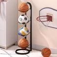 thumbnail image 1 of Feltree 4-Tier Heavy-Duty Basketball Storage Rack Portable Ball Organizer with Hoop for Sports Equipment, 1 of 8