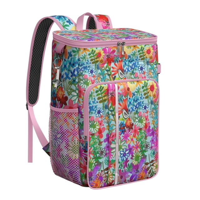 Bloom Print Insulated Cooler Backpack - 20L High Capacity, Keeps Contents Cold/Hot for 20 Hours