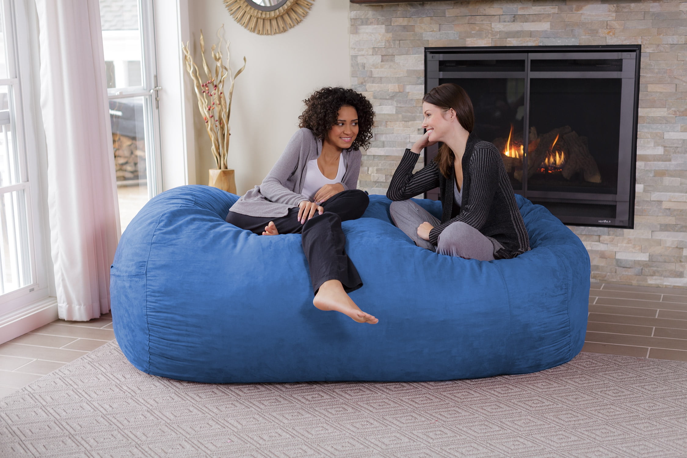 Chill Sack Bean Bag Chair, Memory Foam Lounger with Microsuede Cover, Kids, Adults, 7.5 ft, Royal Blue