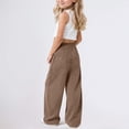 thumbnail image 4 of OSOLU Girls Pants Wide Elastic Waist Side Pockets Wide Leg Kids Casual Trousers Khaki, 4 of 9
