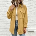 thumbnail image 7 of AherBiu Button down Shirt for Women Corduroy Shacket Collared Lapel V Neck Long Sleeve Casual Loose Tops with Pockets(X-Large,Yellow), 7 of 7