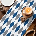 thumbnail image 3 of Blue Grey Plaid Table Runner 48 Inches, Modern Geometric Minimalist Checkered Bed Runner Dresser Scarves Tabletop for Indoor Outdoor Parties/Ceremony/Banquet, 13" x 48", 3 of 9