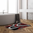thumbnail image 2 of Geometric Red Grey Bath Mat Stripe Abstract Wave Mid Century Modern Geo Bath Rugs, NonSlip Contemporary Design, Ideal for Bathroom and Kitchen, 16x24 Inch, Adds Sophistication, 2 of 5