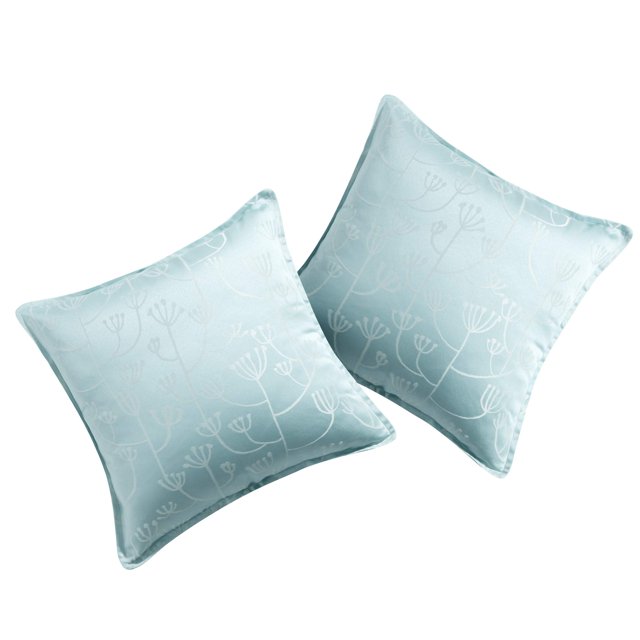 Deconovo Designer Series Jacquard Cushion Cover for Sala de estar Floral Pattern Fundas de cojines Juego de 2, Slate Blue, 16x16 Inch