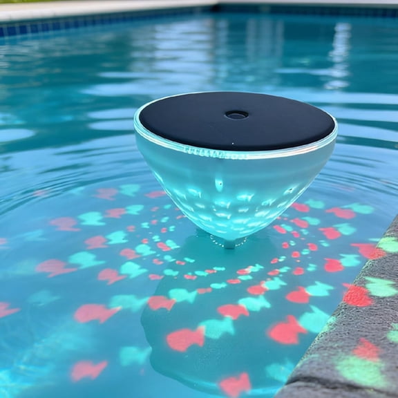 Solar Floating Pool Lights with Fish Projection, IP65 Waterproof LED Color Changing Water Lamp, Solar Powered Nightlight for Swimming Pond Garden