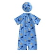 thumbnail image 1 of xiaxaixu Kids Boys Rash Guard, Long/Short Sleeve Fish Print Summer Swimsuit Swimwear with Swimming Cap, 1 of 9
