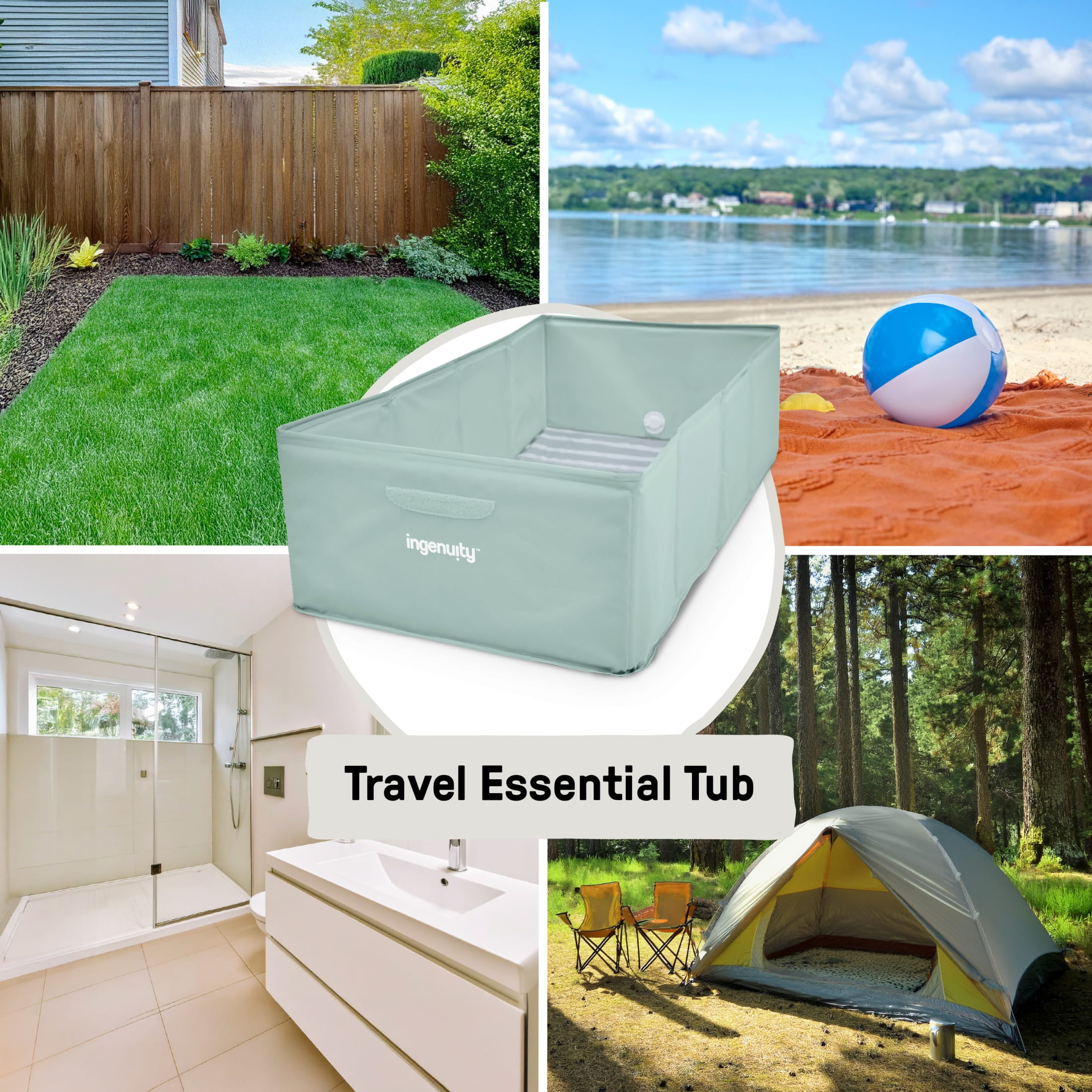 Ingenuity Tuckaway Toddler Tub, Converts Shower to Tub, Folds to Store, 12M-5Y