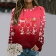 thumbnail image 2 of Wyzesi Chandails Verts pour Femmes, Mode Ouverte, Chandail à Enfiler, Hauts pour Femmes, Imprimé « Merry Noël », Chandail à Col Rond, Coupe Ajustée, Hauts à Enfiler, Décontracté, Manches Longues, Chandails d'Entraînement, Blouse Ample, 2 of 4