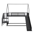 thumbnail image 3 of Harper & Bright Designs Metal Twin Over Twin House Bunk Bed with Slide and Staircase, Convertible Slide and Staircase Floor Bunk Loft Bed Frame for Kids Teens, Black, 3 of 11
