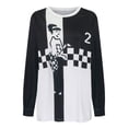 thumbnail image 4 of Top de manga larga estampado con cuello redondo suelto de moda para mujer Pompotops  gfhjh9276, 4 of 9