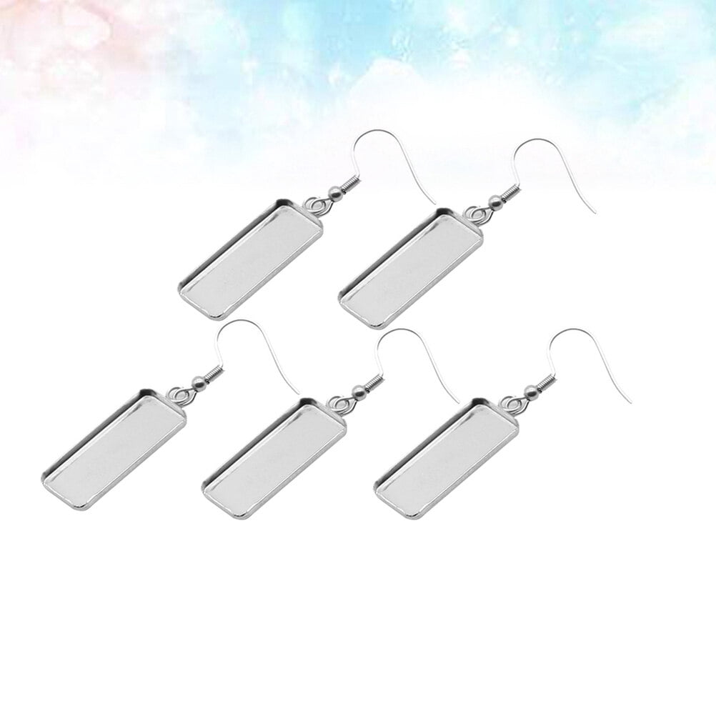 OUNONA 150 pcs Silver Blanks Earring Bezel Setting Stainless Steel Earrings Wire Hooks Settings Trays for Jewelry Making and DIY Crafts
