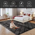 thumbnail image 3 of CozyDesg Shag Area Rugs,4'x6' Soft Fluffy Shaggy Carpet for Living Room,Large Rug for Bedroom Dining Room Home Decor Room Decor,Dark Gray & Black, 3 of 8