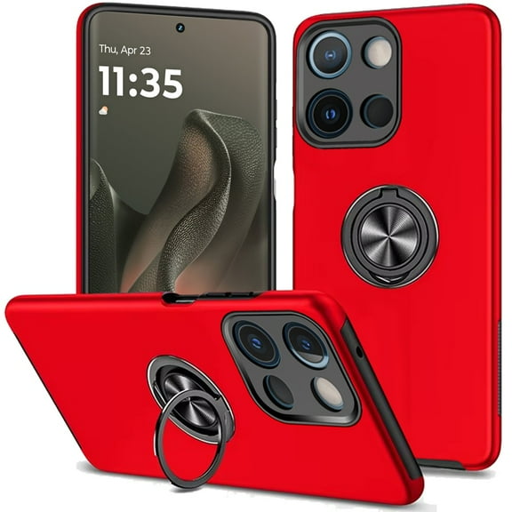 For Motorola Edge 2025 CHIEF Oil Painted Magnetic Ring Stand Hybrid Case Cover - Red