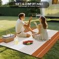 thumbnail image 4 of Orange Beige Stripe Outdoor Rug 5x8 Ft - Reversible Patio Rug Outdoor Camping Rugs, Modern Art Horizontal Striped Washable Indoor Outdoor Area Rugs, Non-Slip Outdoor Carpet Runner for Deck/Porch, 4 of 8
