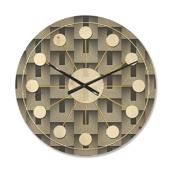 Designart 'Mimimal Monochrome Design I' Mid-Century Modern Wood Wall Clock