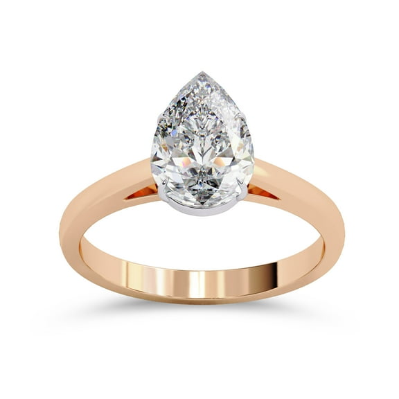 IGI Certified Lab Grown Diamond Engagement Ring | 9x6mm Pear Cut Solitaire Wedding Promise Rings For Women In 18K Solid Rose Gold | F-G, VS-SI Quality (1.30 Ctw) Ring Size-10