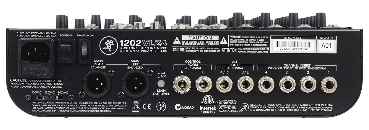 Mackie 1202VLZ4 12-ch Compact Analog Low-Noise Mixer w/ 4 ONYX Preamps+Speaker