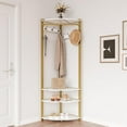 thumbnail image 2 of Corner Coat Rack with Shoe Bench Entryway, Corner Hall Tree with 6 Double Hooks, Corner Clothes Rack with Storage Corner Tree with Organizer Shoe Bench Shelf for Entryway, Hallway, Closet, 2 of 6