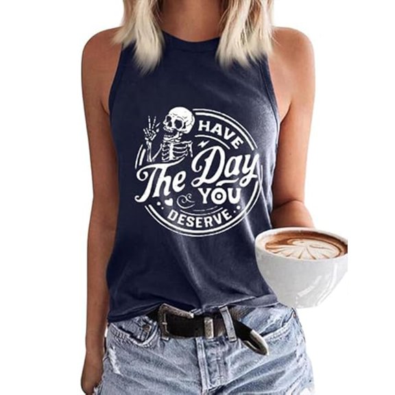 Women's Tennis Tanks Women Summer Casual Sleeveless Crew Neck Graphic Basic Black Shirts Knit Tank Top for Everyday Comfort and Easy Styling Navy M