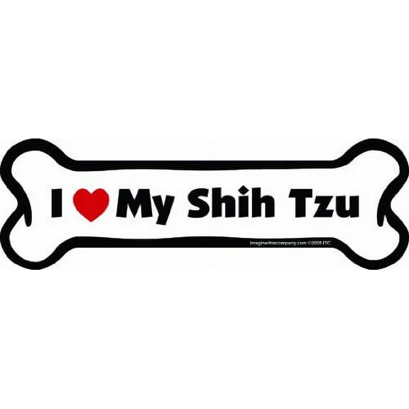 Imagine This Company I Love My Breed Bone Shaped Pet Magnet; Removable Magnets for Cars, Fridges, Lockers & More, Stylish Pet Inspired Car Accessories, 2 x 7 inches, 1 Item, White/Black, Shih Tzu