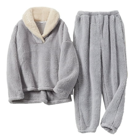 

Women Solid Fuzzy Pajamas 2 Piece Pullover Velvet Oversized Loungewear Sleepwear