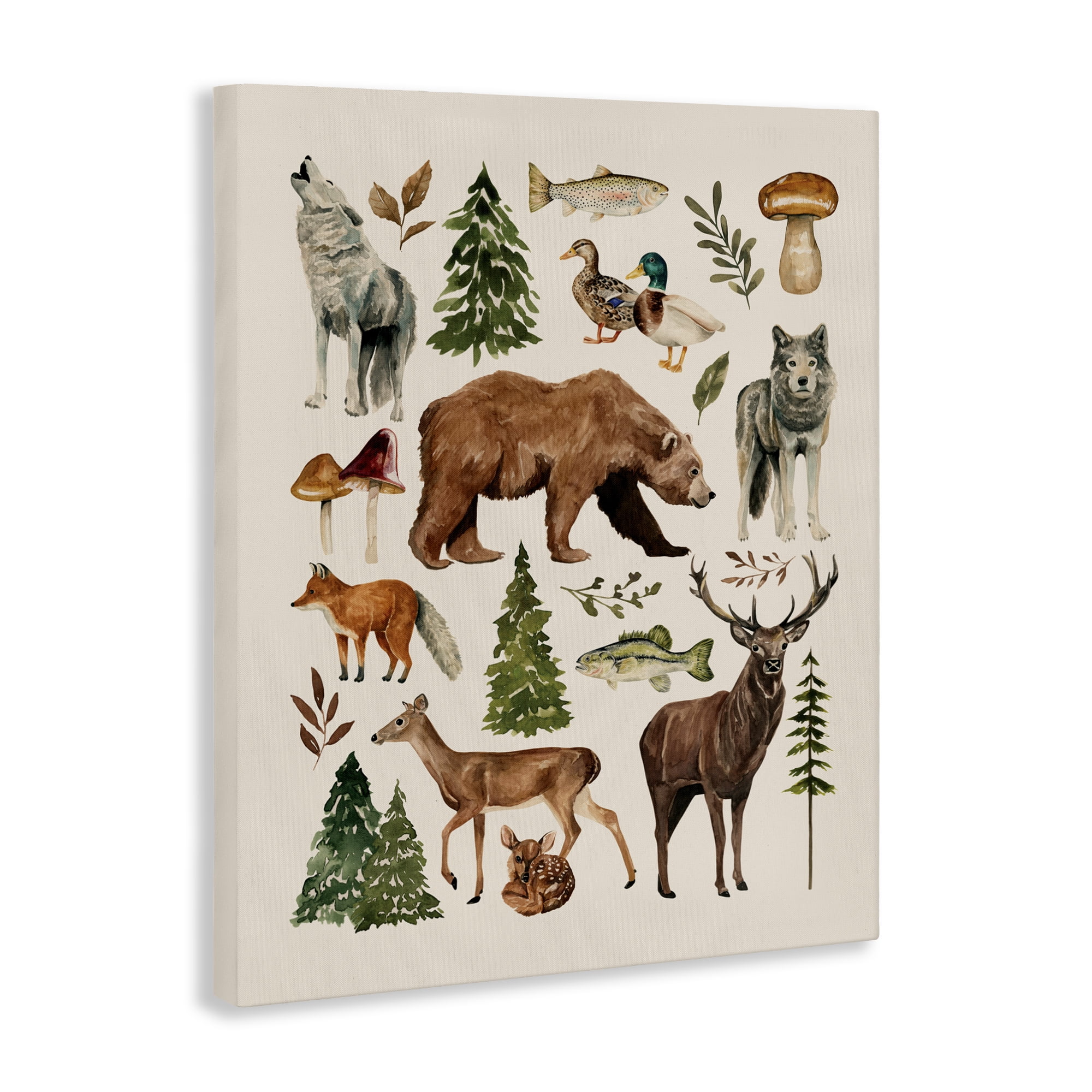 Stupell Industries The Wild Wood Animals Canvas Wall Art, design by Bethany Sandoval