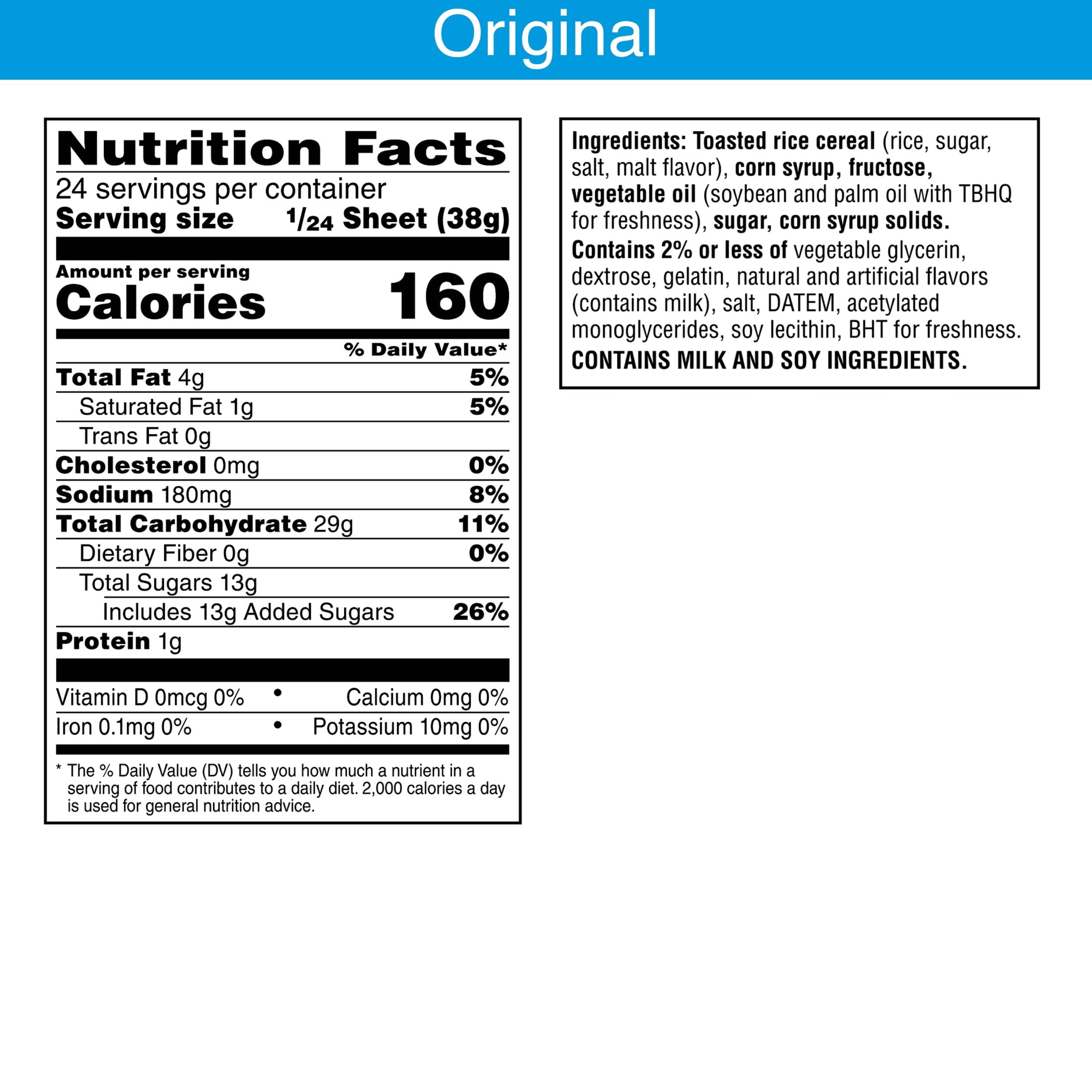 Rice Krispies Treats Original Chewy Marshmallow Treat Sheet, Kids Snacks, 32 oz