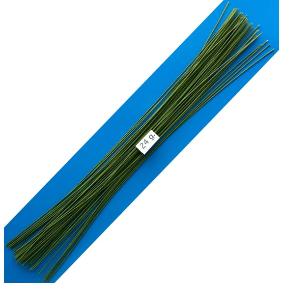 24 Gauge Green Cotton Covered Floral Wire - 60 feet per bundle (118.3m) in 12 inch (30.5cm) lengths