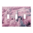 thumbnail image 2 of Dailycode Light Switch Plate Covers 2 Gang Wall Plate Plastics Outlet Covers for Kitchen Home Office Decor Airplane Fly above Pink Clouds, 2 of 8