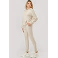 thumbnail image 2 of 2-Piece Set Sweater Knit Hoodie + Jogger Sweatpants - Heather Oatmeal, 2 of 6