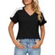 thumbnail image 2 of Gibobby Blusa Casual de Mujer Camiseta suelta informal con cuello en V para mujer, blusa manga corta con estampado(A,XL), 2 of 4