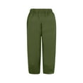 thumbnail image 5 of fartey 2025 Capri Pants for Women Cotton Linen Elastic Waist Tulip Hem Pockets Baggy Trousers Solid Color Breathable Casual Beach Trousers, 5 of 5