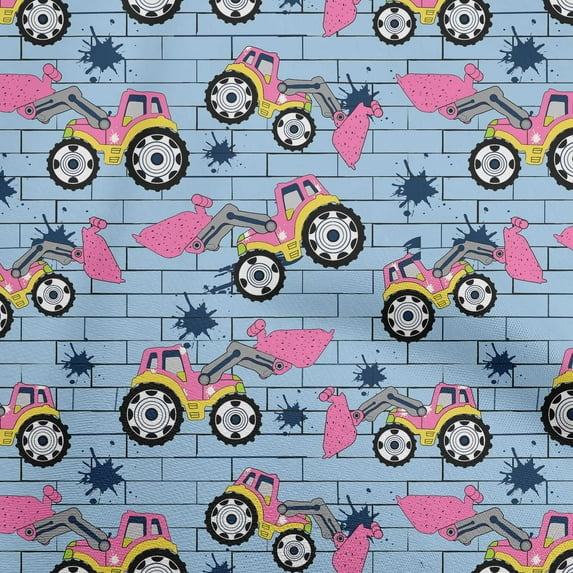 oneOone Cotton Poplin Twill Grayish Blue Fabric Tractor Sewing Fabric By The Yard Printed Diy Clothing Sewing Supplies 56 Inch Wide