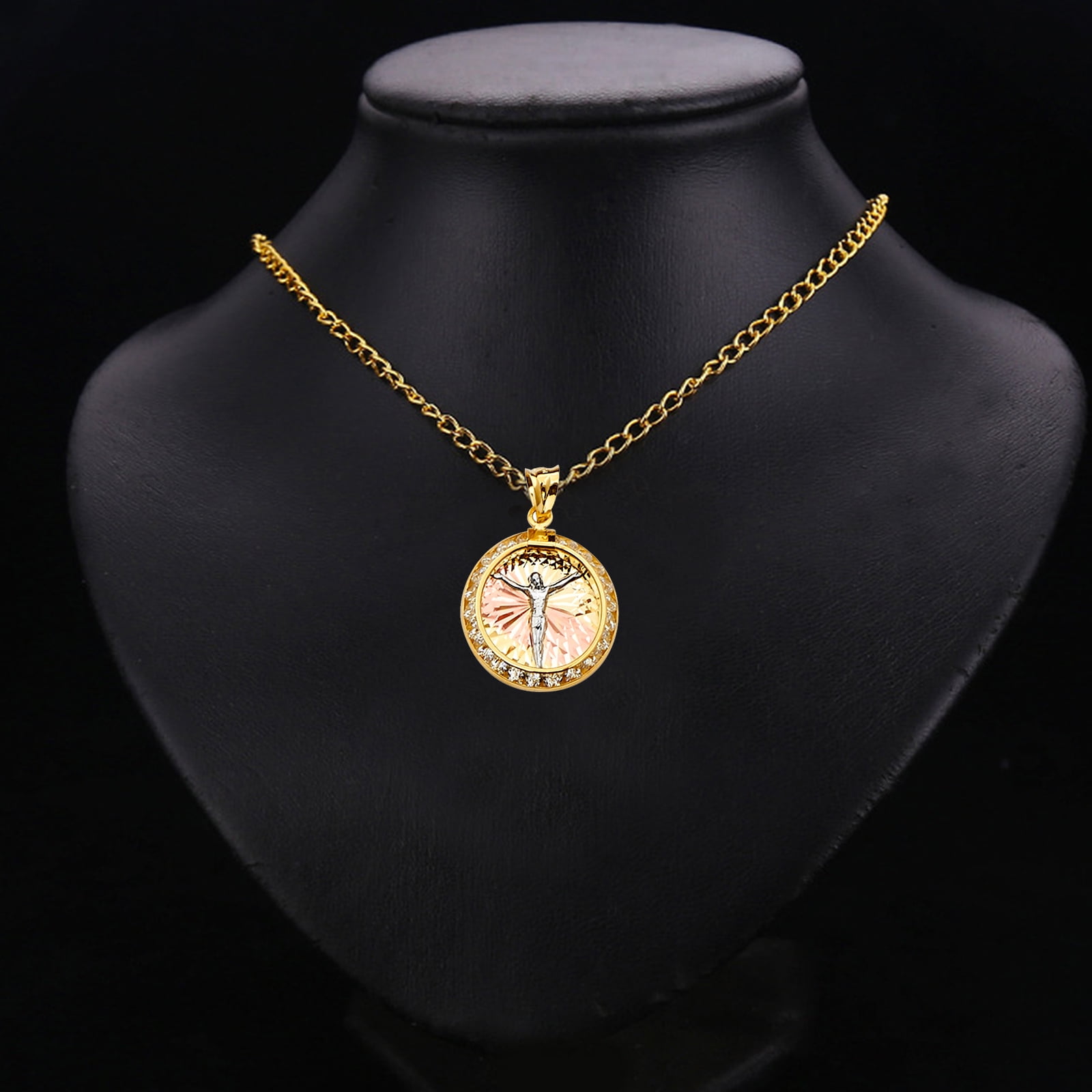 14K 3C Gold Jesus Medal Pendant | Tri Color Gold Charm Pendant for Necklace Chain | Gift for Men Women | 23 x 15 MM | 1.1 grams