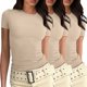thumbnail image 1 of Camiseta básica de manga corta ajustada para mujer: camiseta de poliéster ajustada, top informal de verano, tallas S-XXL, estampado floral, apta para múltiples ocasiones, 1 of 6