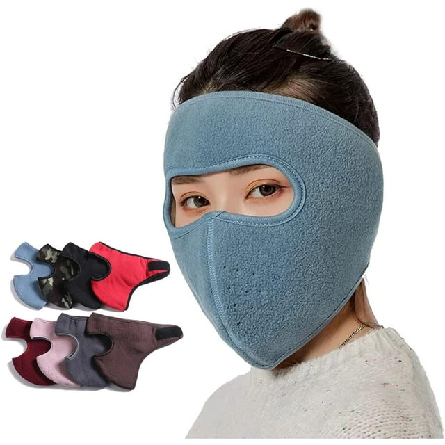 HUGFEGWE Winter Fleece Mask Warm Mask,Full Cover Face Mask Outdoor Windproof Mask Breathable Thickened Dustproof Reusable Mask CJB91-11998