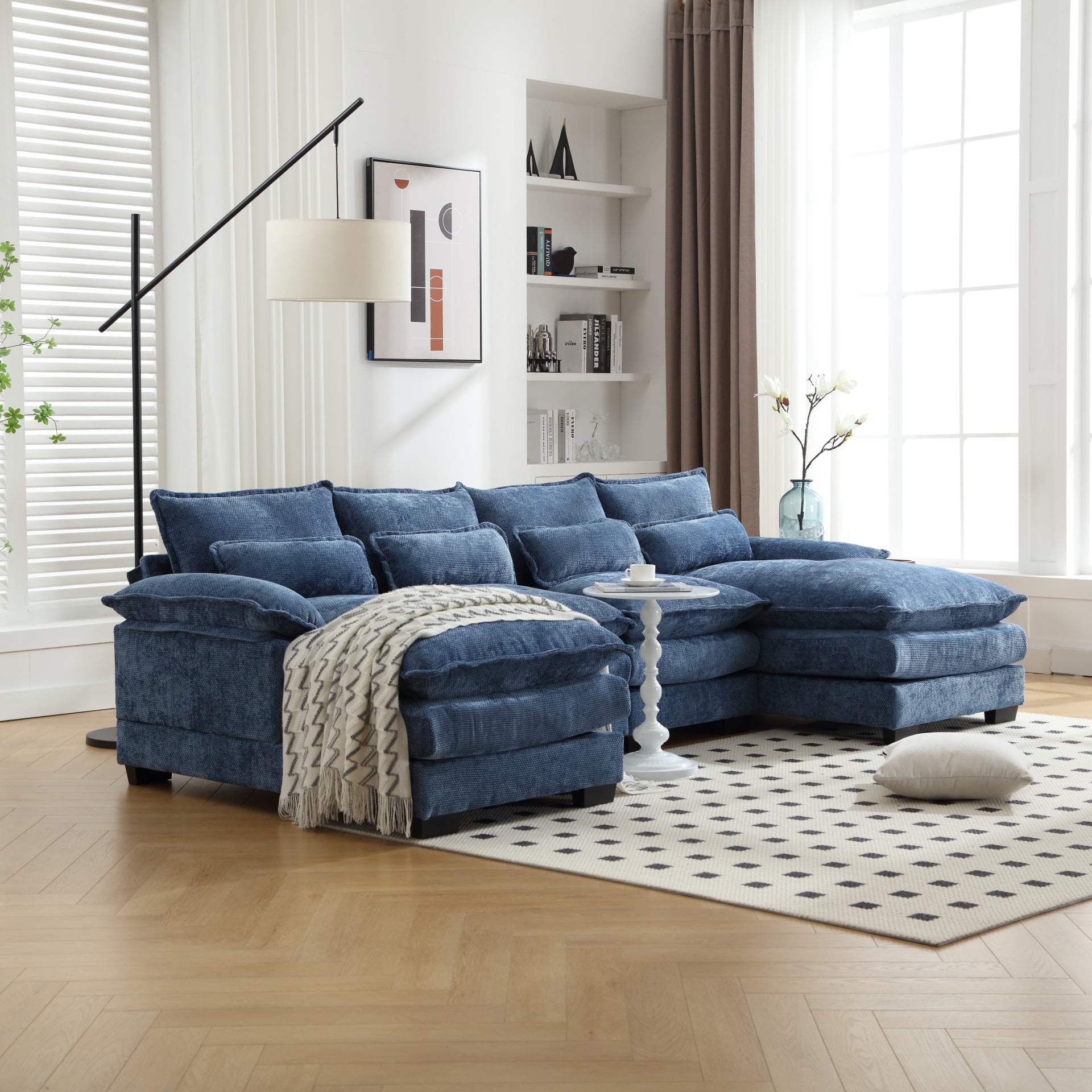 Modular Sectional Sofa, 110 Inch U Shaped Cloud Couch with Double