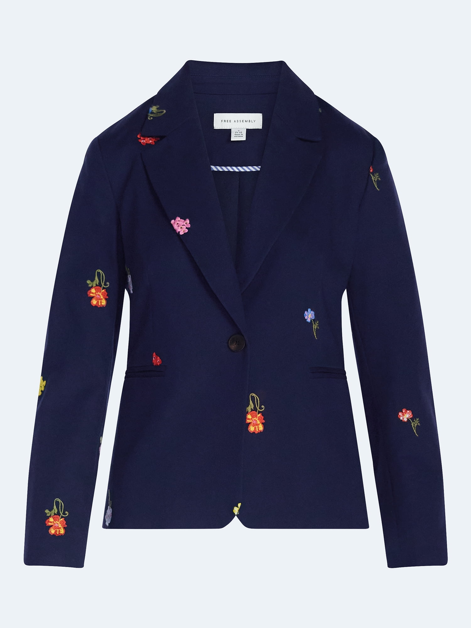 Free Assembly Women's Embroidered Single Breasted Blazer, Sizes XS-XXL