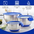 thumbnail image 2 of Mixing Bowls with Lids Set of 3, Stainless Steel Nesting Bowls with Blue Airtight Lids, Non-Slip Base, Graters & Handle - Prep, Mixing, and Food Storage Bowls, 2 of 7