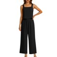 thumbnail image 5 of Mifsaly Linen Sets for Women 2 Piece Summer Set Soild Color Lounge Matching Outfits Sleeveless Tank Tops & High Waist Wide Leg Pants with Pockets XXL, 5 of 9