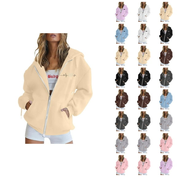 Zip Up Hoodies for Women 2025 Fall Winter Long Sleeve Full Zipper Hoodie with Pockets Hooded Sweatshirt Pullover Tops
