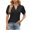 Black, variant on Xihbxyly Womens Tshirts, Women's Summer Solid Lace V Neck Bubble Short Sleeve Solid T-Shirt Top Fashion Basic Tunic Top