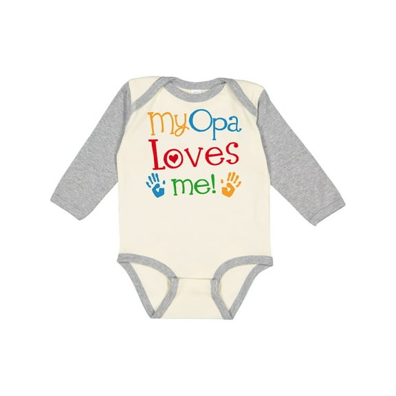 Inktastic My Opa Loves Me Boys or Girls Long Sleeve Baby Bodysuit