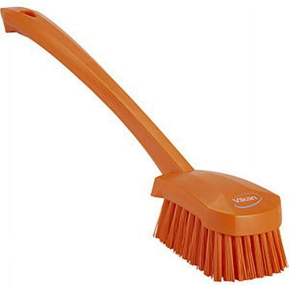 Vikan Long Handle Scrubbing Brush- Stiff - Orange (2 Units)
