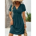 thumbnail image 5 of Eytino Dresses for Women Twist Front V Neck Summer Dress Short Sleeve Beach Vacation Holiday Dress S-2XL Green, 5 of 9