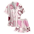 thumbnail image 3 of YUEHUA Girls Satin Pajamas Set, Valentine's Day Silk Button-Down Heart Print Sleepwear 2 Piece Nightwear 3 - 14 Years, 3 of 4